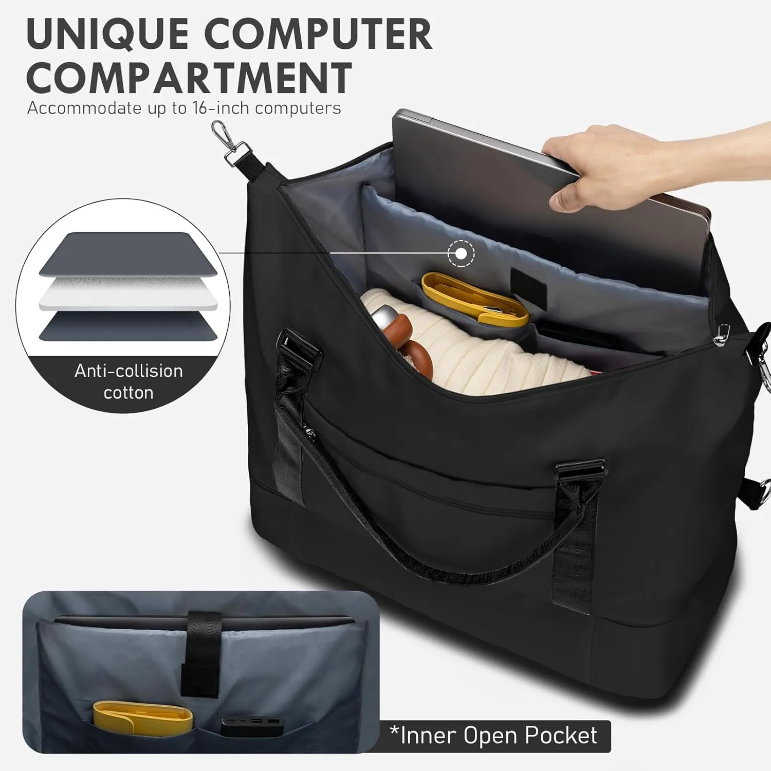 WOOMADA Weekender Overnight Bag for Women, Shoulder Travel Duffel with Shoes Compartment,Gym Bag with Toiletry Bag