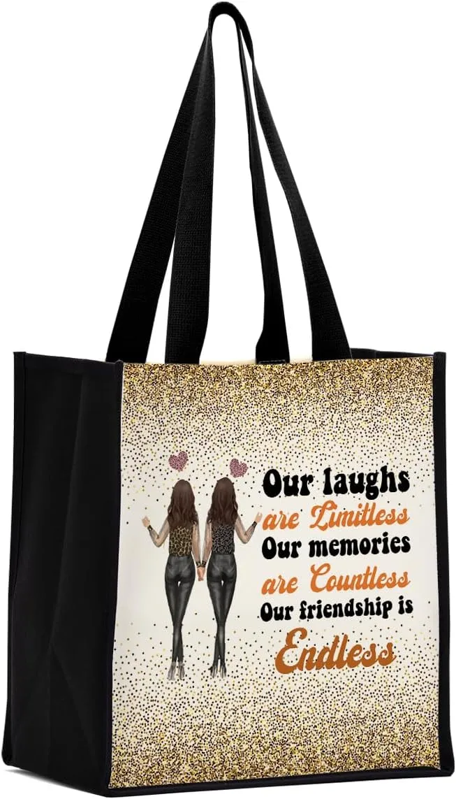 Work Besties Canvas Tote Bag, Reusable Grocery Bags for Women, Coworker & Best Friend Birthday Gifts
