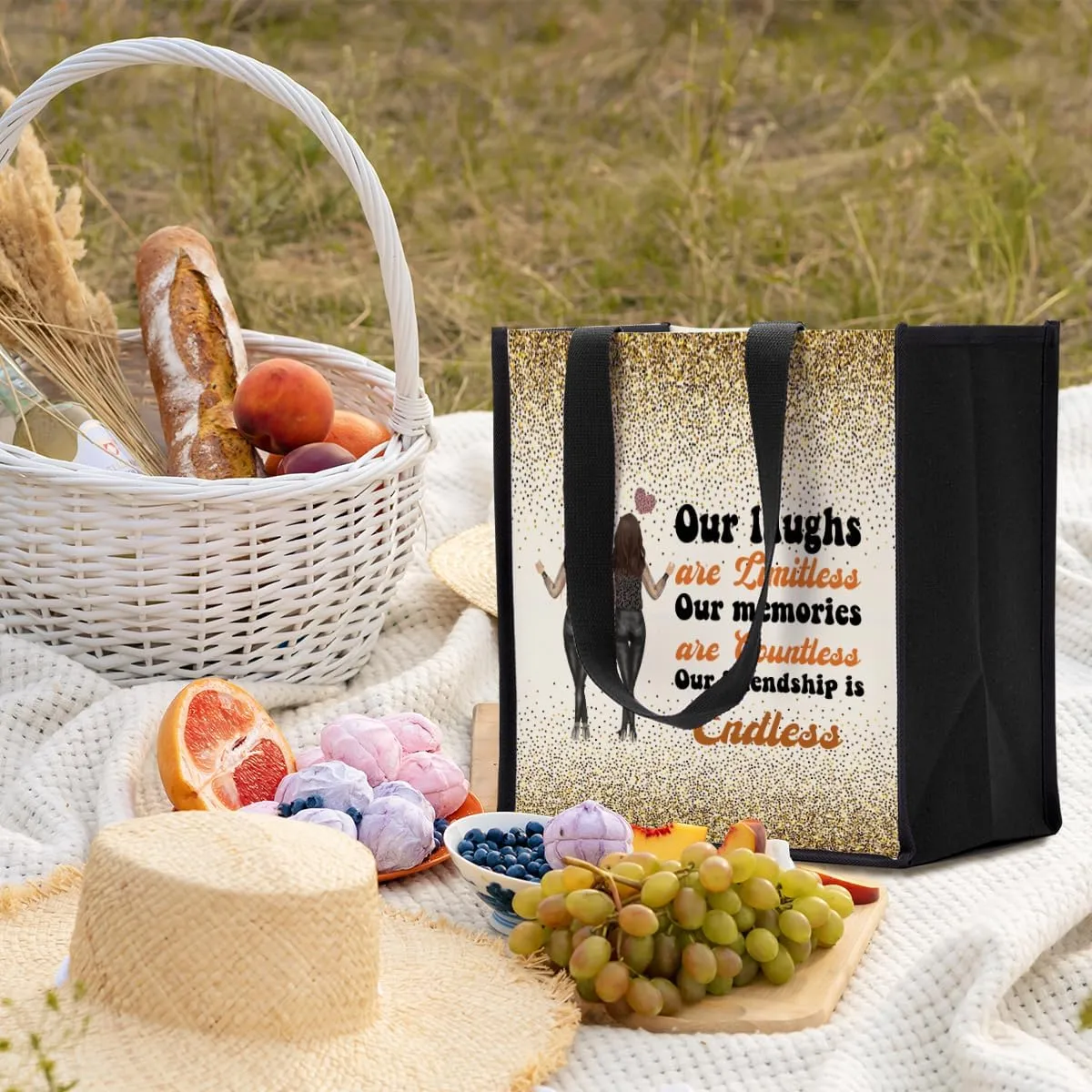 Work Besties Canvas Tote Bag, Reusable Grocery Bags for Women, Coworker & Best Friend Birthday Gifts