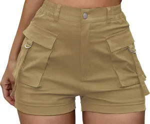 ZODLLS Women's Shorts Elastic Waist Cargo Shorts with Pockets
