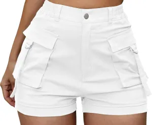 ZODLLS Women's Shorts Elastic Waist Cargo Shorts with Pockets